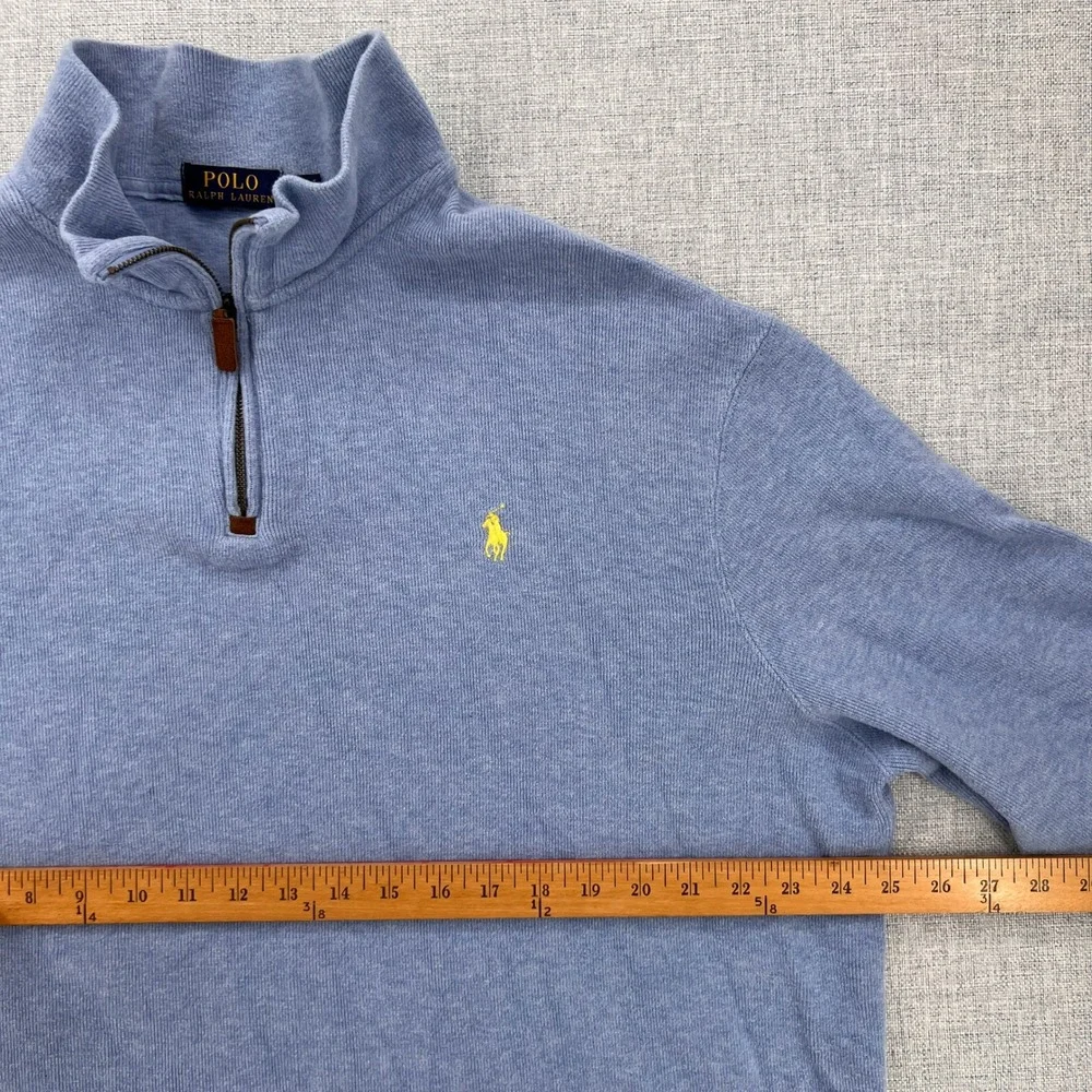 Polo Ralph Lauren Quarter Zip Pullover Sweater Men XL Blue Preppy Classic Ivy - Picture 6 of 10